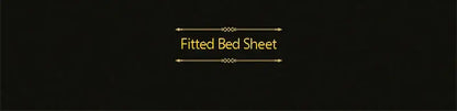 Gold-colored fitted bed sheet text on black background for DecorBites luxury mulberry silk pcs fitted sheet set