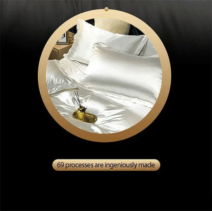 White satin pillowcases with smooth glossy finish from decorbites luxury mulberry silk bedding set with duvet cover