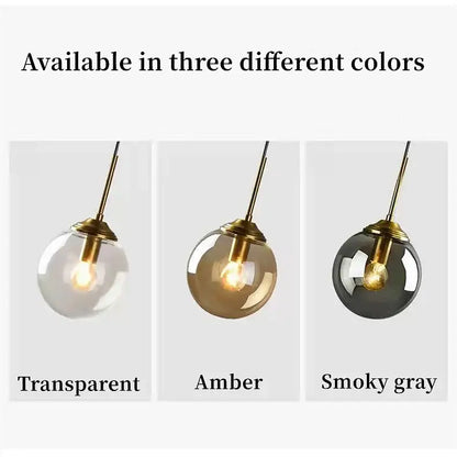 Decorbites™ luxury nordic led chandelier with transparent amber smoky gray glass shades and brass fixtures for dining room