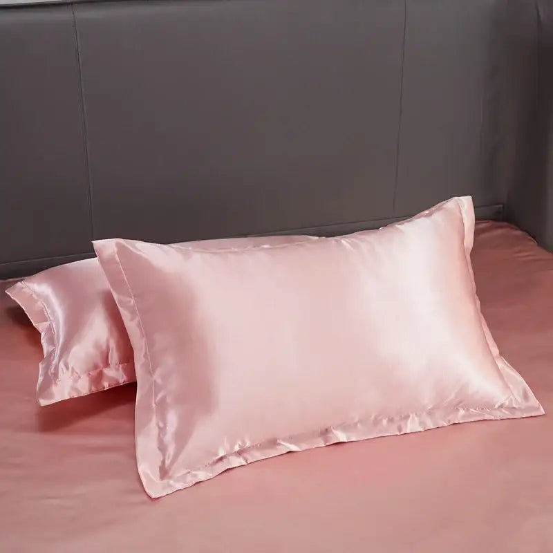 Pink satin pillowcase with smooth glossy finish from decorbites luxury solid color bedding set for twin queen king pcduvet cover width bed
