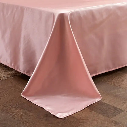DecorBites™ luxury solid color blush pink satin bed skirt with smooth glossy finish fits twin queen king widths for pcduvet cover