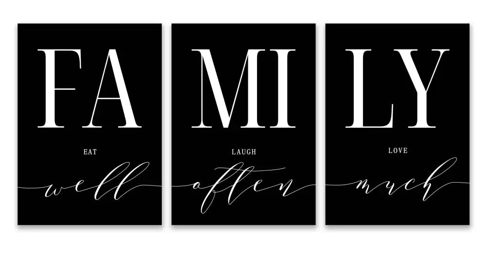 Decorbites luxury black and white minimalist wall art set with family and inspirational text for living room wall art