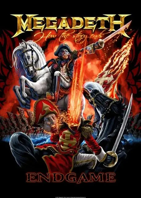 DecorBites™ Megadeth canvas poster featuring red and black armored figures with fiery energy for rock music wall art