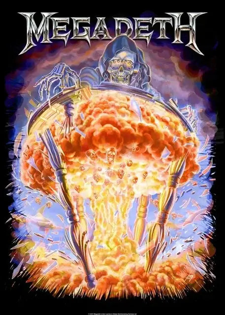 Decorbites™ megadeth canvas poster featuring a skeletal figure on a fiery mushroom cloud for rock music wall art