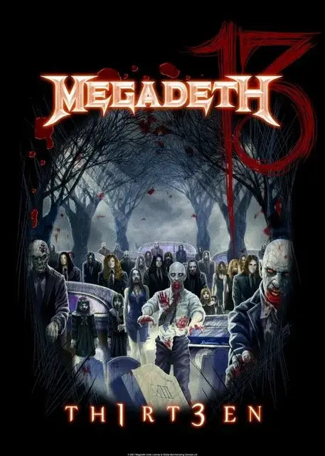 Decorbites™ megadeth canvas poster featuring dark gothic graveyard zombie figures in red lettering rock music wall art
