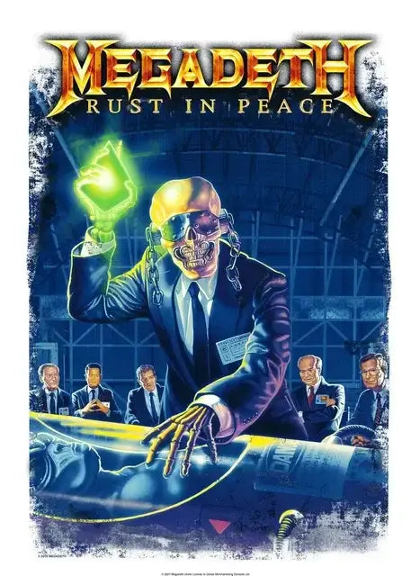 Decorbites™ megadeth rust in peace canvas poster featuring skeletal figure with glowing green object rock music wall art