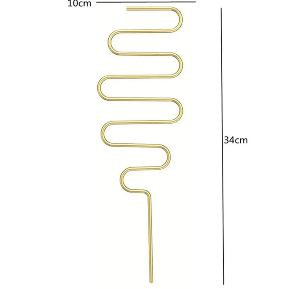 DecorBites metal garden plant stand 34cm tall gold-colored metal garden plant with serpentine design for indoor outdoor use