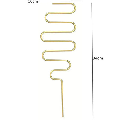 DecorBites metal garden plant stand 34cm tall gold-colored metal garden plant with serpentine design for indoor outdoor use