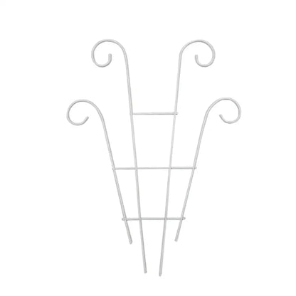 White metal garden plant stand with curved decorative tops for indoor and outdoor use by decorbites metal garden plant