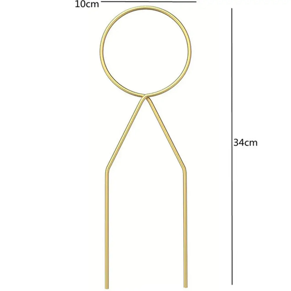 Decorbites metal garden plant stand gold-colored metal plant stake with circular top and two prongs for indoor outdoor use