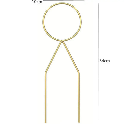 Decorbites metal garden plant stand gold-colored metal plant stake with circular top and two prongs for indoor outdoor use
