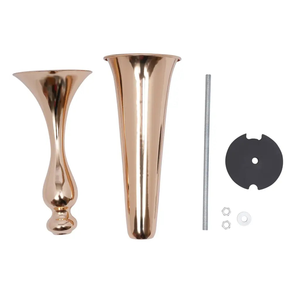 Set of two rose gold metallic decorbites metal golden flower stand vase candle holders with assembly hardware