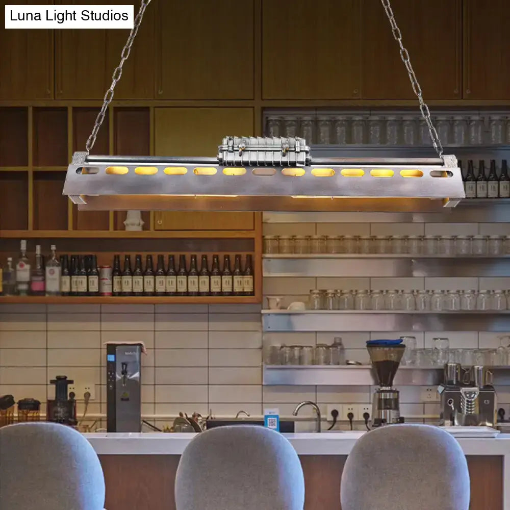 Decorbites metal island lighting fixture with stainless steel rectangular frame and warm led bulbs for head restaurant billiard