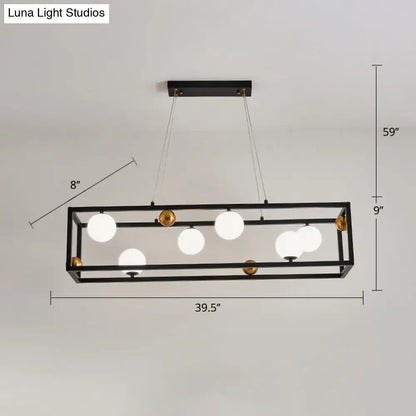 Decorbites metal pendant light with black metal frame gold accents and five milk glass shade globes for industrial dining