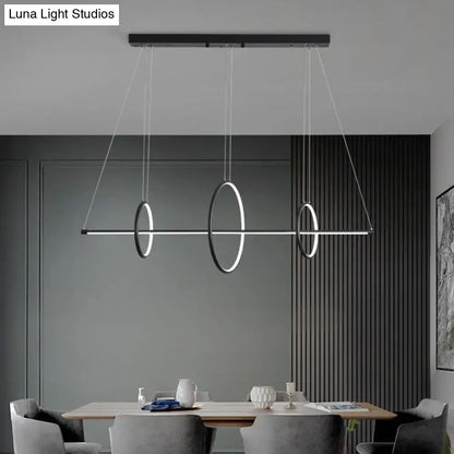 Modern black and white circular pendant light fixture with sleek metallic rods with fixture width and height for 220v-240v use