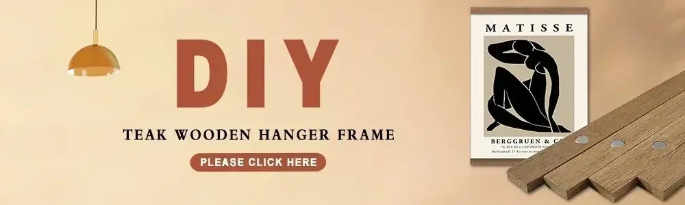 Teak wooden hanger frame with warm natural finish and minimalist design for decorbites mid century abstract wall art set
