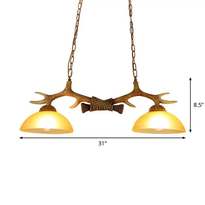 Decorbites milk glass bowl pendant light with faux antler and brass chains 220v-240v 110v-120v for dining room