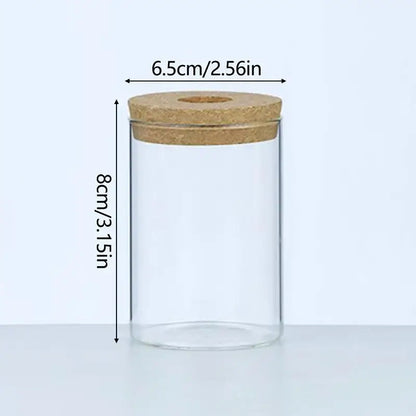 Clear glass jar with natural cork lid part of decorbites™ mini nordic glass hydroponic planter tray