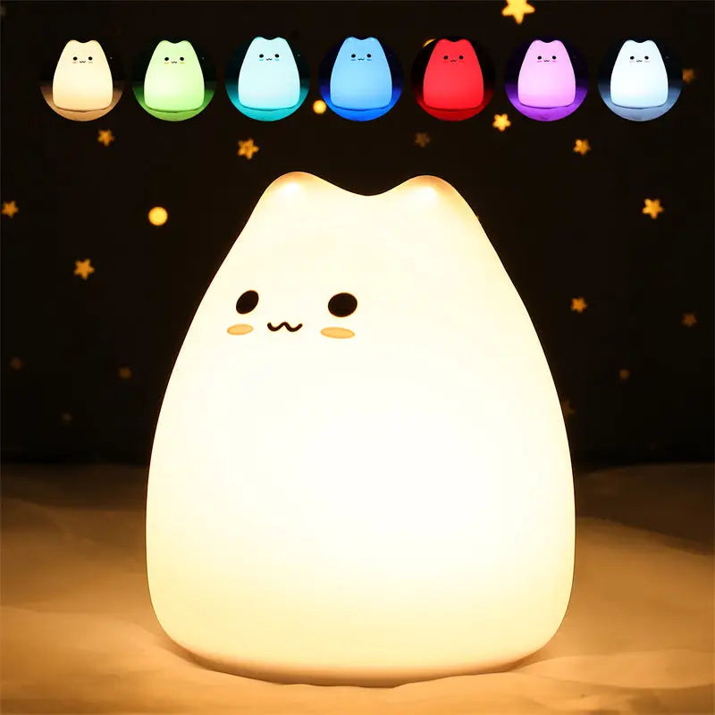 Decorbites™ mini popular cat night lamp with soft white glow colorful led options and power switch for bedside use