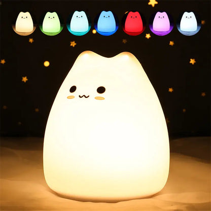 Decorbites™ mini popular cat night lamp with soft white glow colorful led options and power switch for bedside use