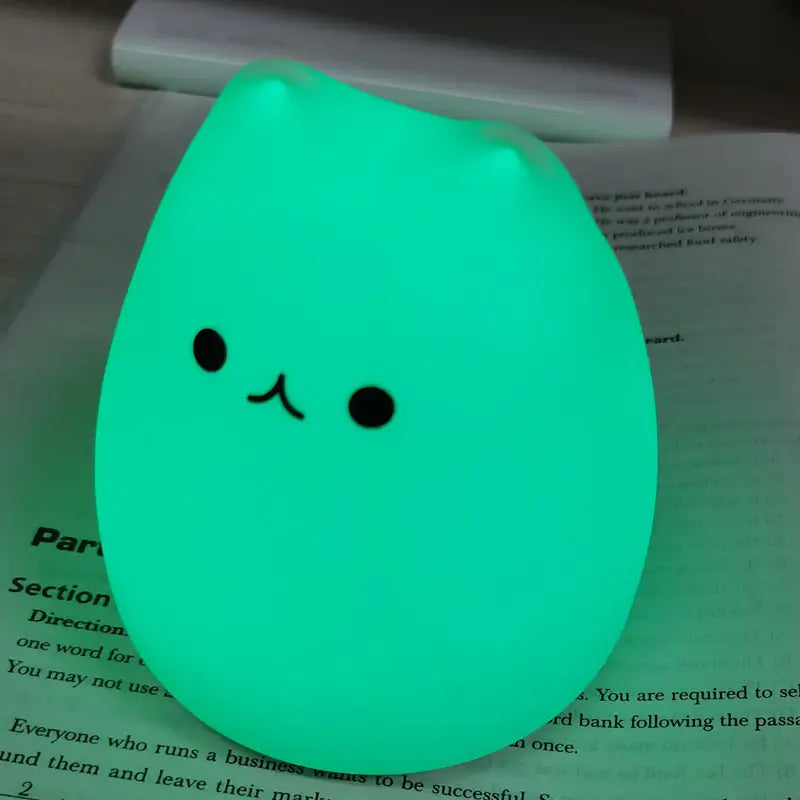 DecorBites™ mini popular cat night lamp glowing green egg-shaped with power switch and eye protection for children