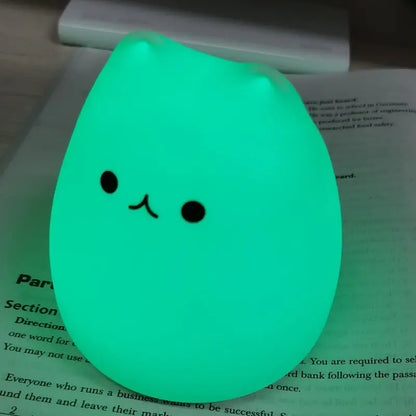 DecorBites™ mini popular cat night lamp glowing green egg-shaped with power switch and eye protection for children