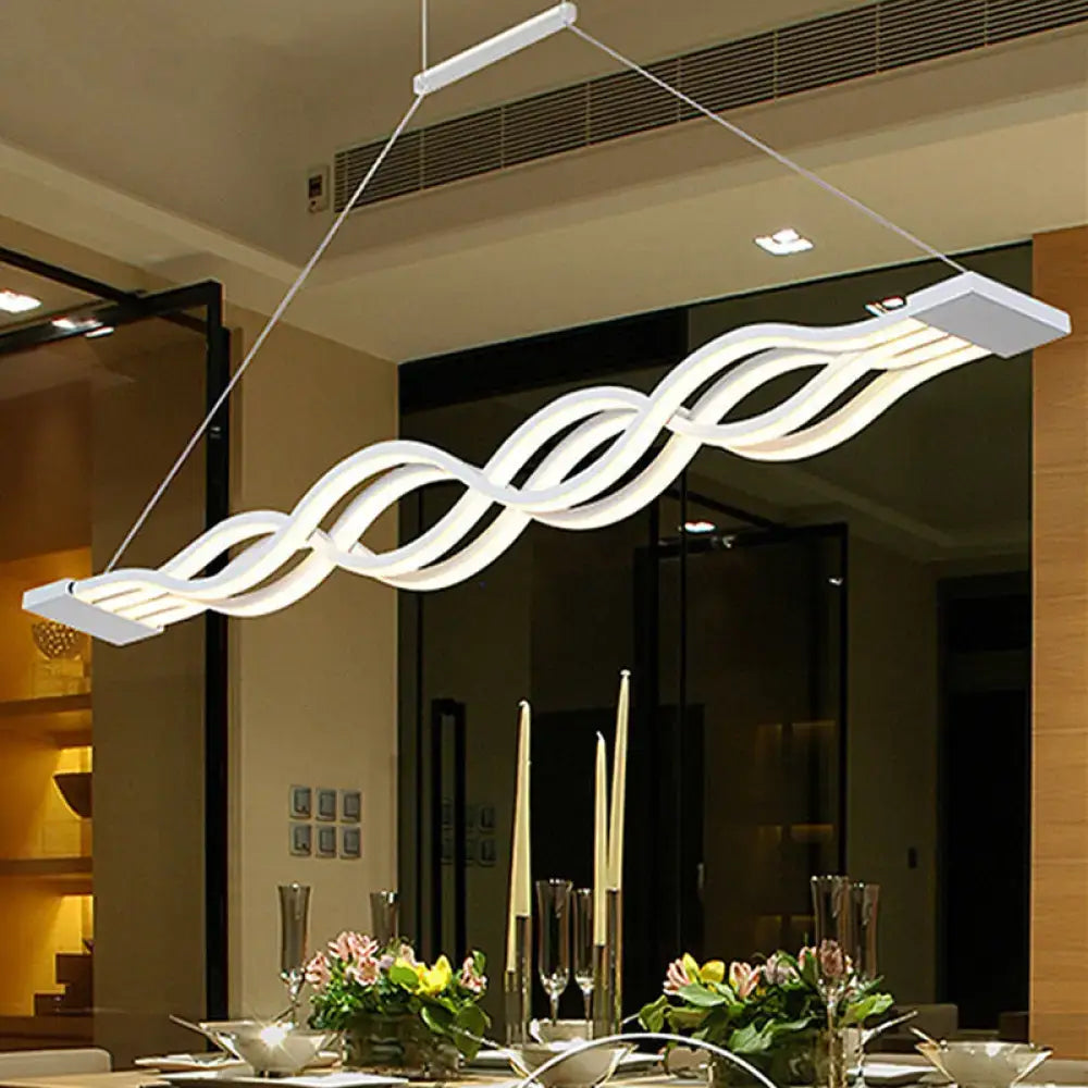 Modern white acrylic led island light fixture with sleek wave design and warm white 220v-240v 110v-120v lighting