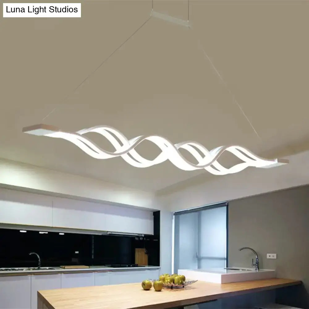 Modern white acryllic led island light fixture with sleek twisted waves design in warm white 220v-240v 110v-120v