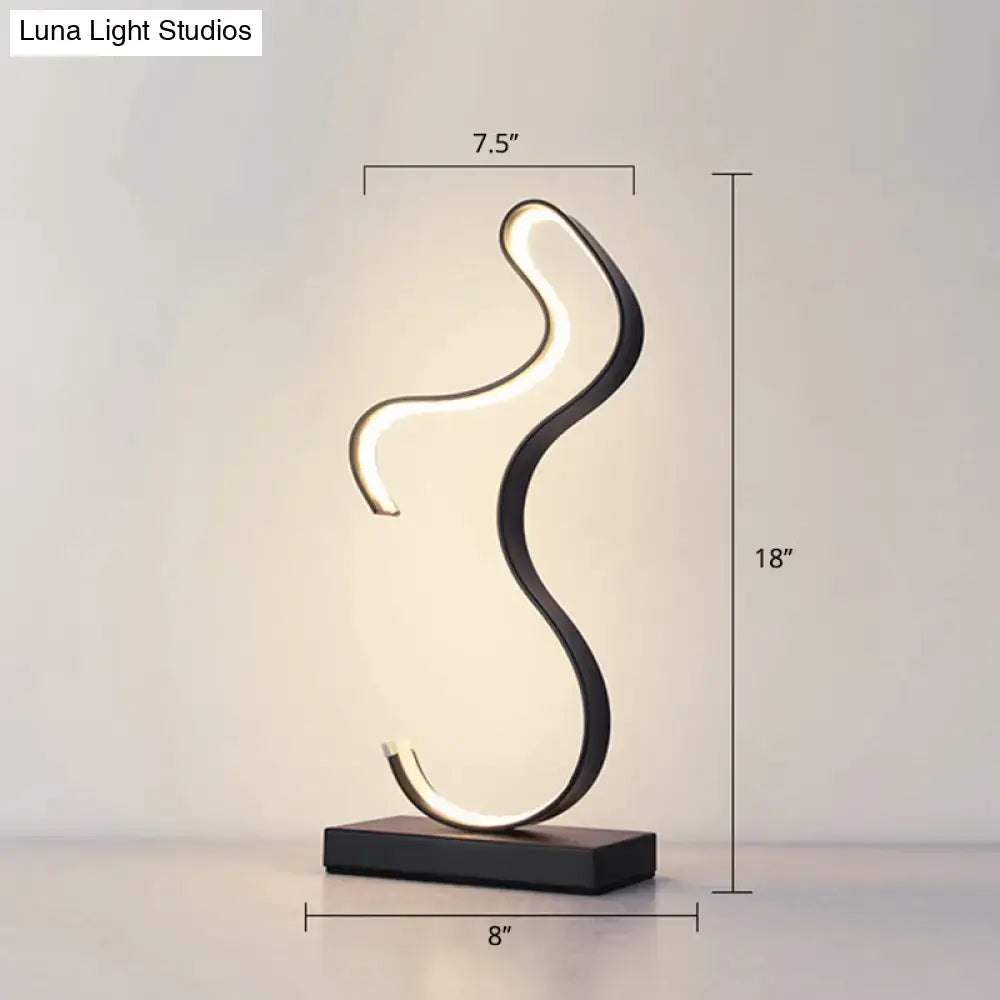 DecorBites minimalist aluminum led table lamp with sleek black and white design and remote control for living room lighting