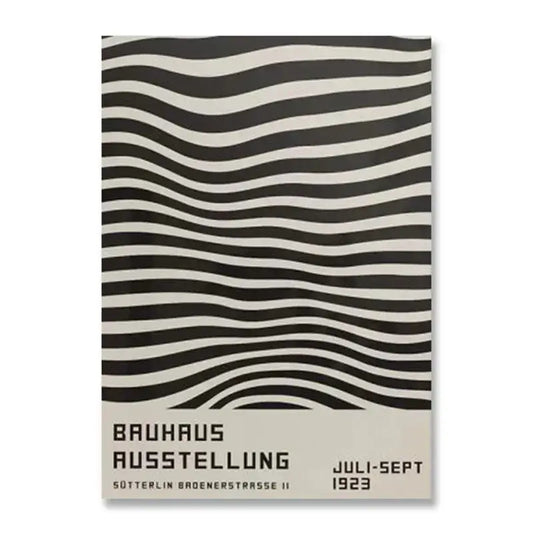 Decorbites™ minimalist black and white canvas print featuring bauhaus exhibition wavy stripes wall art for home decor