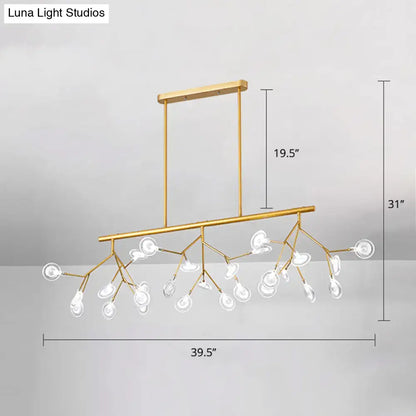 Gold-toned DecorBites minimalist firefly island glass lamp with white clear globe shades and 27 bulb base suspended lighting