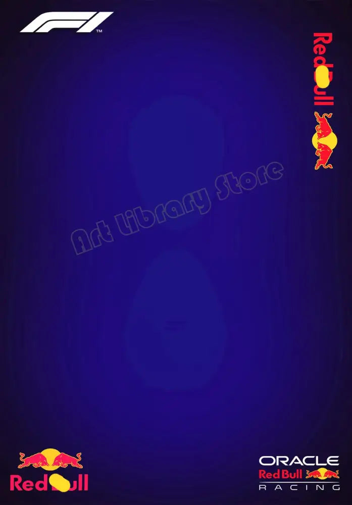 Deep blue minimalist formula 1 canvas wall art featuring red bull and oracle logos for modern decorbites wall art
