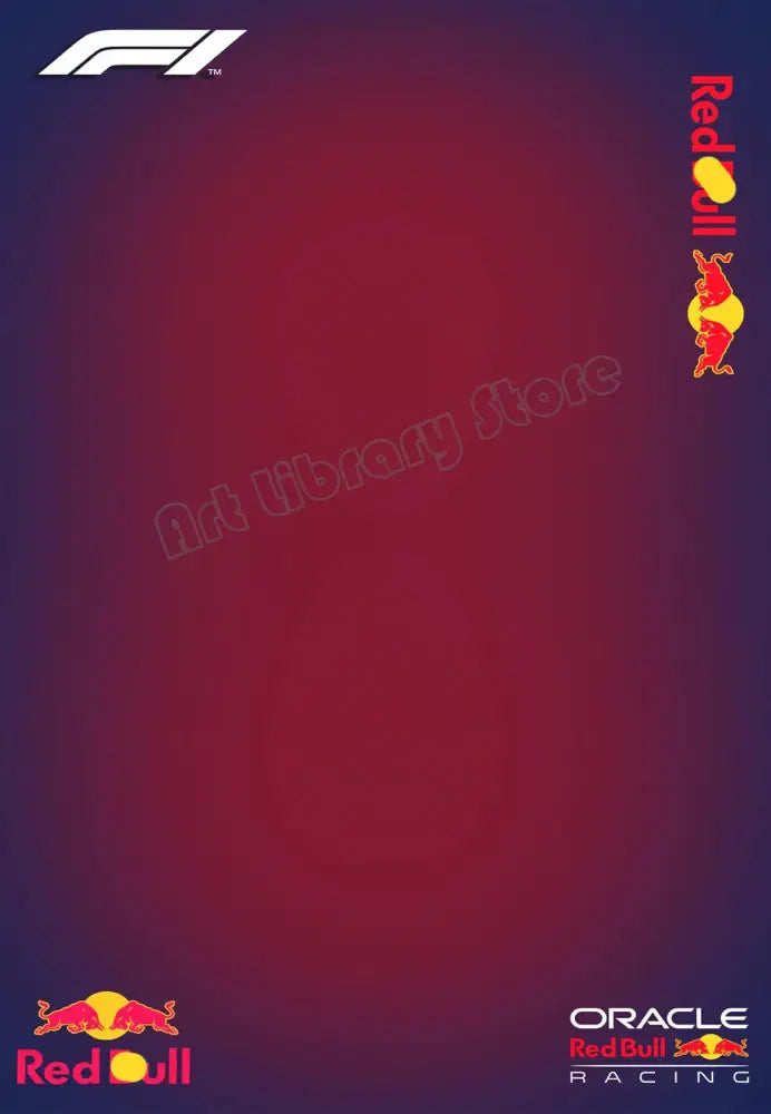 DecorBites minimalist formula 1 canvas wall art with red bull racing branding on gradient red and purple background