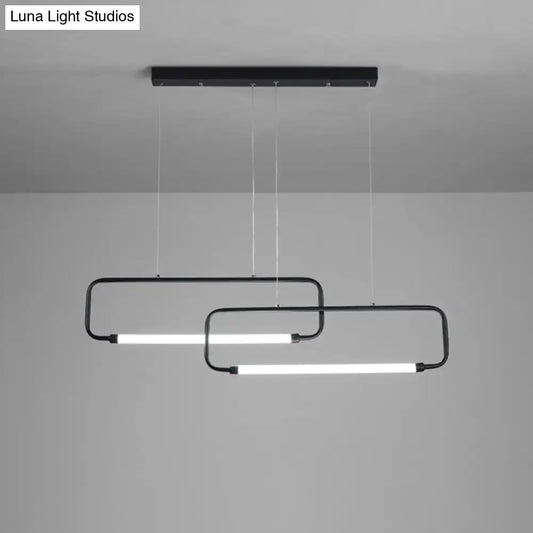 Decorbites™ minimalist geometric led dining room pendant light in black with sleek design and glowing white led strips