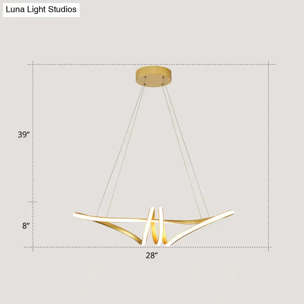 Gold finish decorbites™ minimalist twist island light fixture with sleek intertwined arms and led lighting for restaurants