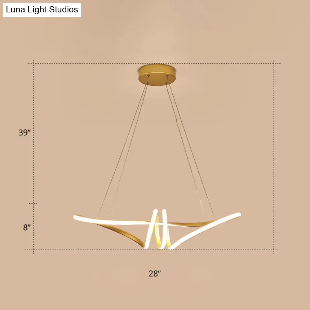 Decorbites minimalist gold twist island light fixture with sleek curved arms metal finish for restaurants lighting