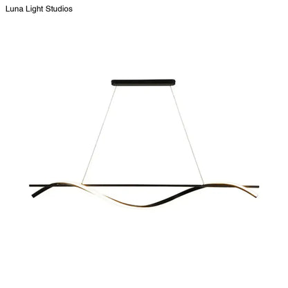 Modern black and gold led minimalist hanging island light with sleek flowing design for dining room by DecorBites