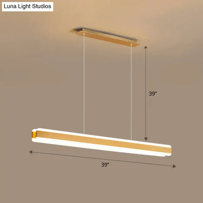 Decorbites minimalist led island pendant with sleek gold metal frame and warm white linear acrylic hanging light illumination