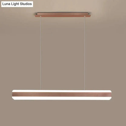 DecorBites™ minimalist led island pendant with copper finish and frosted glass diffuser linear acrylic hanging light