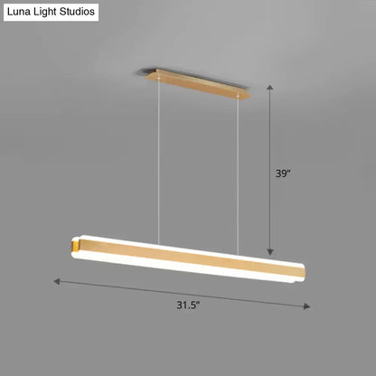 Modern decorbites™ minimalist led island pendant with warm wood finish linear acrylic hanging light for dining room