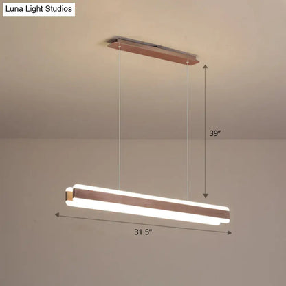Modern decorbites™ minimalist led island pendant with linear acrylic hanging light in white and bronze finish for dining room