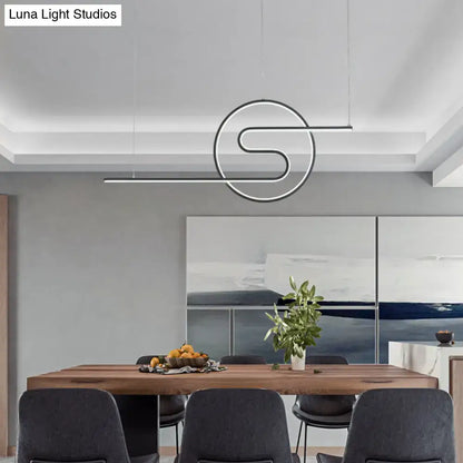 Modern minimalist pendant led hanging light with s shaped led strip in polished chrome for dining room use