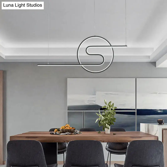 Modern minimalist pendant led hanging light with s shaped led strip in polished chrome for dining room use