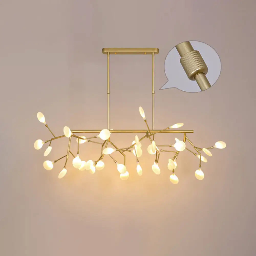 Gold-toned decorbites minimalistic acrylic twig ceiling pendant with frosted globe lights for dining room island lighting