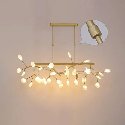 Gold-toned decorbites minimalistic acrylic twig ceiling pendant with frosted globe lights for dining room island lighting