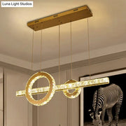 Decorbites minimalistic gold-toned LED pendant light with crystal-encrusted circular and rectangular elements 220v-240v 110v-120v