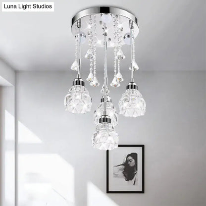 Decorbites™ modern 4-head pendant light with chrome finish crystal shade and faceted glass for 220v-240v 110v-120v use