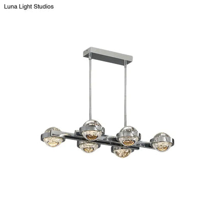 Decorbites™ modern 6-head led island lamp with chrome gold finish and seedy crystal ball globe lights perfect for dining tables