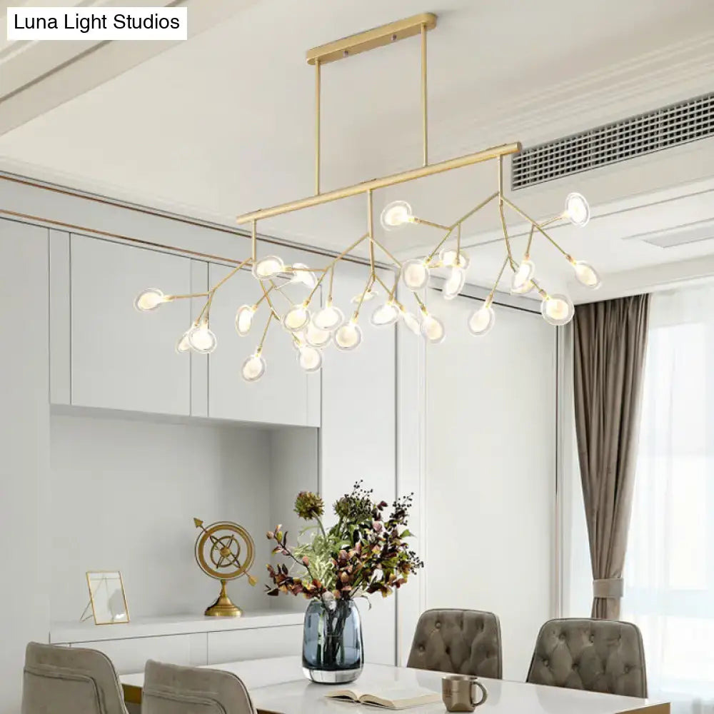 Gold-toned decorbites modern acrylic led pendant light fixture with 27 spherical bulbs for living room lighting