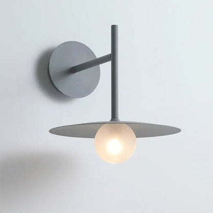 Decorbites™ modern bedside wall light with minimalist gray metal design and frosted glass bulb shade